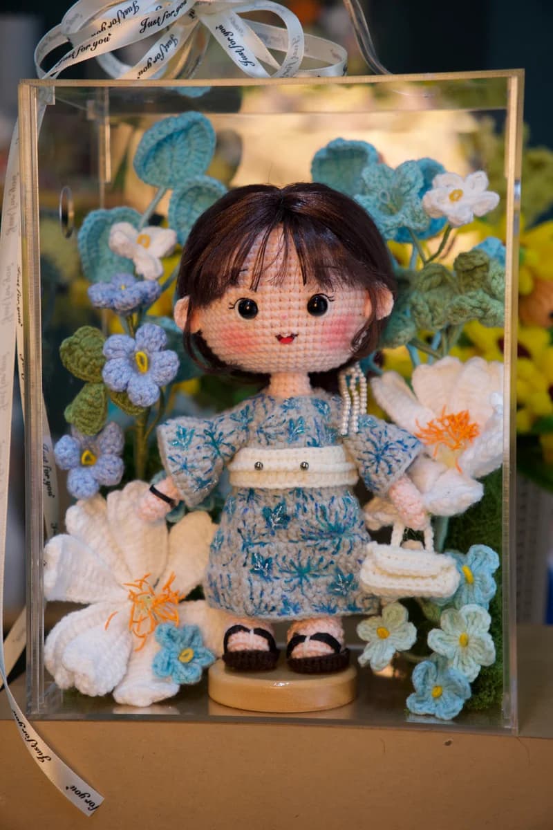 Detailed crochet artisan doll featuring handmade hair styling